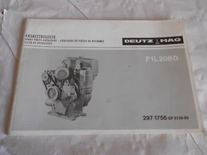Deutz F1L208D engine spare parts catalogue 297 1756 GF0139-99 1976 - Picture 1 of 5
