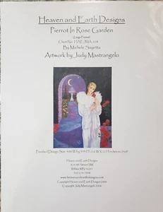 Cross Stitch Pattern Chart, Heaven & Earth Design, Pierrot In Rose Garden - Picture 1 of 1