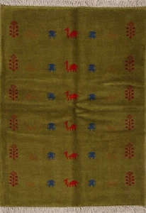 Hand-Knotted Tribal Gabbeh Geometric Oriental Wool Area Rug Kitchen 3x5 Carpet - Picture 1 of 12