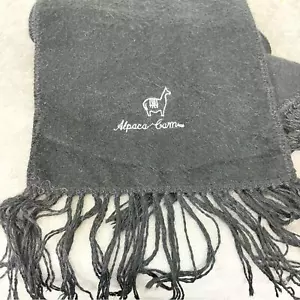 Alpaca wool scarf with fringes black - Picture 1 of 4