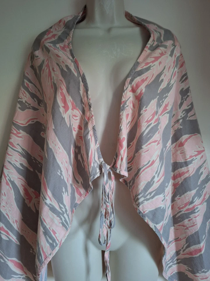 French Connection Cotton Wrap Cape Camo Pink Vintage Cardigan UK 12 EU 40 USA 8 - Image 1 of 4