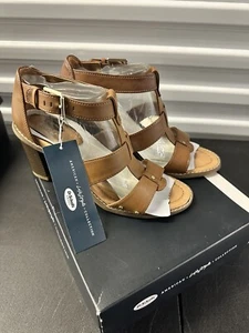 Dr. Scholl's Proud Womens Brown Faux Leather Strap Gladiator Heel Sandals - Picture 1 of 3
