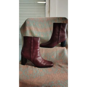 Worthington Damen Burgunderrot Leder Absatz Stiefel Größe 8,5M - Bild 1 von 8