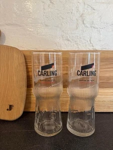 2x Carling One Pint 20oz Toughened & Nucleated Glass Latest Design 2020 NEW Pair - Picture 1 of 3