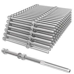 Confezione da 100 Terminali di Raccordo Terminale di Tensione Perno Filettato Swage Lungo 6" per De... - Foto 1 di 7