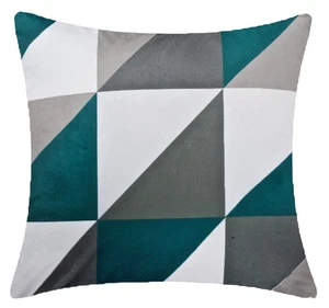 3 Pack Cushion Covers Teal Blue Geometric faulty SECONDS £18  45 x 45 cm - Picture 1 of 3