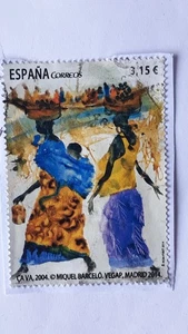 SELLO USADO EN EUROS MIQUEL BARCELO. N*4898. AÑO 2014. - Imagen 1 de 1
