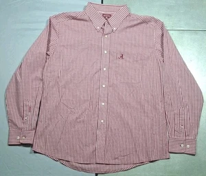 VTG Arkansas Razorbacks ANTIGUA LONG SLEEVE BUTTON UP Red Plaid SHIRT SIZE XL - Picture 1 of 10