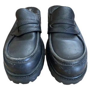 Robert Wayne Leather Slip Sandals Men US 9 Black Heavyweight Men’s Designer - Picture 1 of 10
