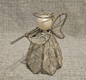 Capiz Shell Gold Tone Angel Ornament Playing Flute 3" - Picture 1 of 10