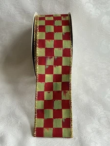 1 Spool (10 Yard x 2 inch) Mackenzie Childs ORCHARD CHECK Wired RIBBON m25-no - Picture 1 of 3