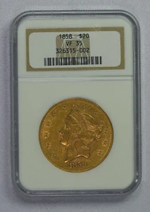 1858 $20 Liberty Gold Coin NGC graded VF35 - Free shipping ! - Picture 1 of 6