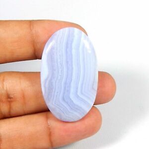 47 Cts Natural Blue Lace Agate Oval Shape Cabochon Gemstone For Jewellery BU-08