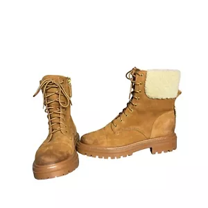 Sam Edelman Mujer 8.5 Aleia Botas de Combate con Cordones Cuero Marrón Camel Invierno - Imagen 1 de 11