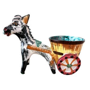 Carro de Tirador de Burros Majólica Jardinière Planter Italia - Imagen 1 de 5