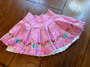 mim pi girls 6 pink polka dot twirl skirt flowers - Picture 1 of 3