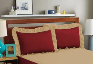 Color Edge Ruffle Pillow Sham Pair 600TC Egyptian Cotton All Size & Color - Picture 1 of 13