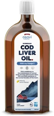 Osavi Norwegian Cod Liver Oil, 1000mg Omega 3 (Lemon) - 500 ml. - Exp. 10/27