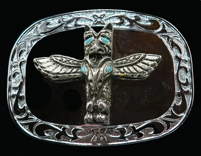 Fivela de cinto vintage totem pole - Imagem 1 de 3
