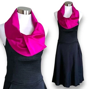 Emporio Giorgio Armani Womens Dress Sz 6 Black Pink Silk Collar Cocktail LBD - Picture 1 of 13