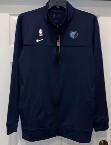 NIKE NBA Memphis Grizzlies Team Issue Navy Blue Basketball Track Jacket Mens LT Cover