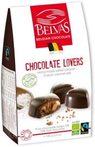 BELGISCHE HERZSCHOKOLADEN MIT KARAMELL UND MEERSALZ FAIR TRADE GLUTENFREI BIO 10 - Bild 1 von 1