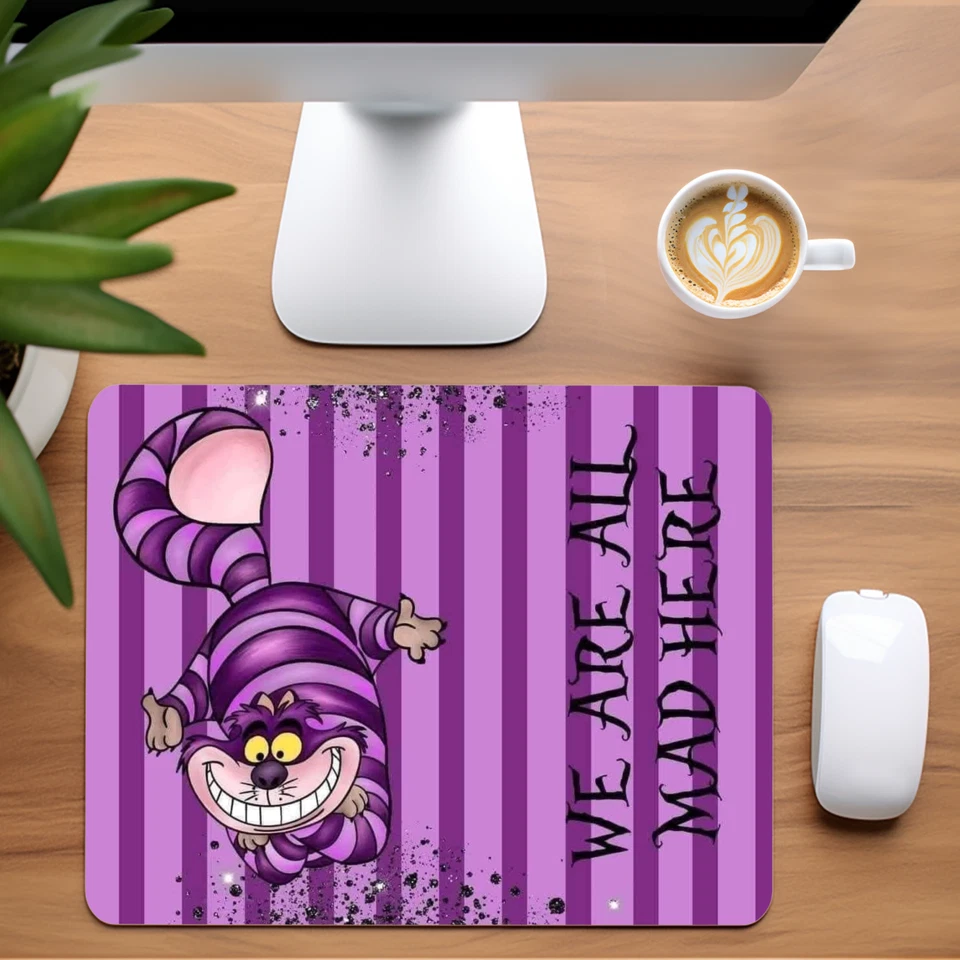 Cheshire Cat WE ARE ALL MAD HERE Custom Non-Slip Neoprene Mouse Pad Home Office - Image 1 of 1
