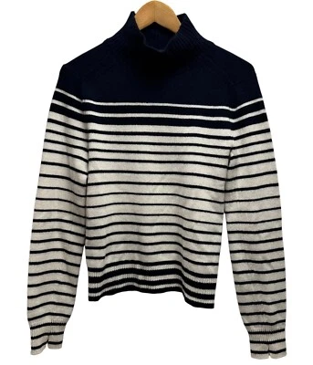 Suéter de cachemir a rayas azul marino y blanco Rag & Bone para mujer talla pequeña con cuello falso Foto 1 de 4
