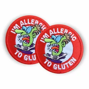 Gluten Allergy Sew-on Patches - Also Pin Badges & Stickers - Allergic to Gluten - Foto 1 di 14