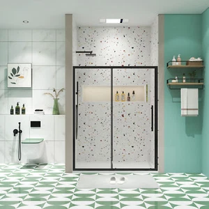 56"-60"W x 72"H sliding shower door, sliding door, with 1/4" tempered glass and - Picture 1 of 12