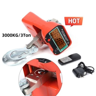 3000 KG 3 Ton ELECTRONIC CRANE SCALES INDUSTRIAL HANGING LED DIGITAL WEIGHT USA3 - Image 1 of 4