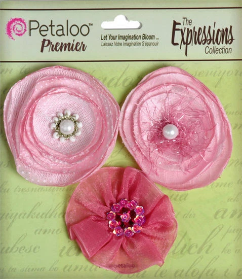 Adornos Florales Petaloo "Flores de Tela" 3 Piezas Rosa 1607-121 Foto 1 de 1