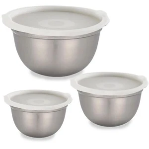 Stainless Steel Mixing Bowls With Lids Deep Mixing BowlsDurable StackableFood... - Picture 1 of 3