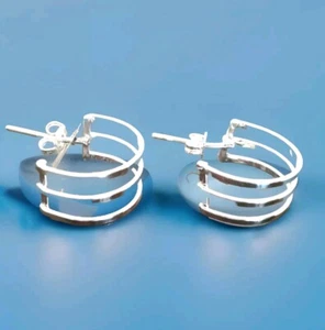 Erick's plata de ley 3/4 pulgadas. Pendientes de aro triple ancho Taxco.925 - Imagen 1 de 3