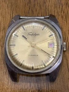 Vintage Swiss Made Trafalgar 17 Jewels Mechanical Gents Watch Head -34mm - Works - Picture 1 of 3