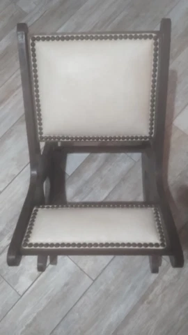 Antique Victorian Leather Gout Stool Studded Trim Footrest Rocking Seat Vtg Cover
