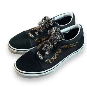 VANS OLD SKOOL LEOPARD FUR BLACK YOUTH - Picture 1 of 5