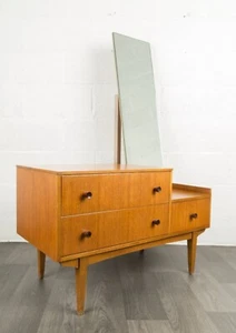 Vintage Retro 1960s low Dressing Table MidCentury Mirror 3 Drawers Teak Afromis - Picture 1 of 5