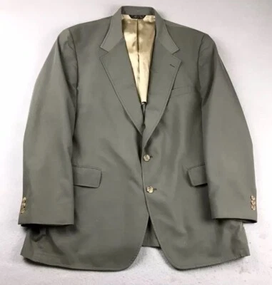 VTG LL Bean Blazer Mens 46 Tall Green Lined Shoulder Pads Button Up Jacket - Image 1 of 4