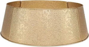 4 Panel Christmas Tree Collar Gold Bubble sm Metal Skirt Holiday BIRDROCK HOME - Picture 1 of 7