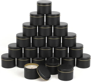 24 Pieces Black Candle Tins 4Oz, Candle Jars,Bulk Candle Containers for Candle M - Picture 1 of 9