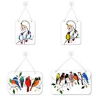 Multicolor Birds on a Wire Stained Acrylic Window Panel Ornament