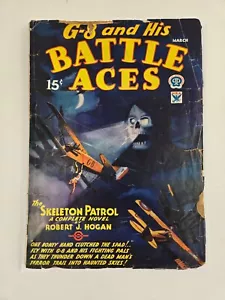 Revista Pulp G-8 and His Battle Aces marzo 1934 "The Skeleton Patrol" Death Cvr - Imagen 1 de 9
