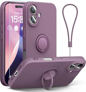 iPhone 16 6.1 inch Case With Ring Stand & Wrist Strap Lanyard, Lilac Purple NEW - Picture 1 of 7