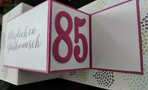 Glückwunschkarte 85. Geburtstag, besondere Kartenform, Aufstellkarte,Handarbeit, - Bild 1 von 3