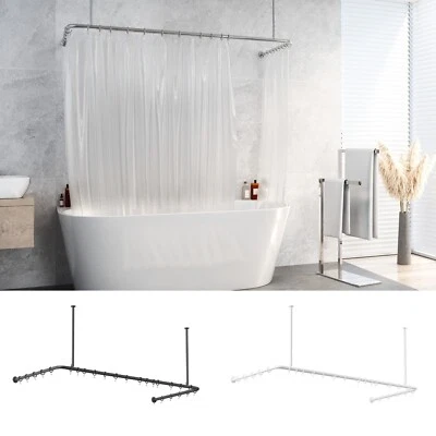 Shower Rail Set for Bath, U Shape, Ceiling Mounts, Hooks  included, 70x165x70cm - Image 1 of 4