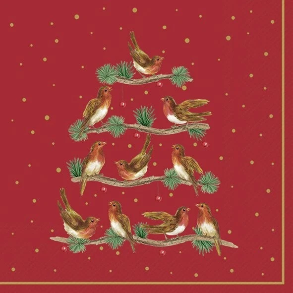 Lets Sing Together Green Christmas Lunch Napkins By Ihr 33x33cm