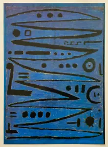 PAUL KLEE RARE VINTAGE 1967 MODERNIST LITHOGRAPH PRINT " HEROIC FIDDLING " 1938 - Picture 1 of 6