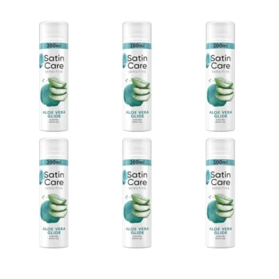 Gillette Satin Care Shave Gel With Aloe Vera For Sensitive Skin 200ml x 6