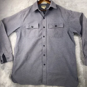 Camisa de gamuza LL Bean para hombre grande gris abotonada manga larga gruesa - Imagen 1 de 11